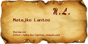Matejko Lantos névjegykártya